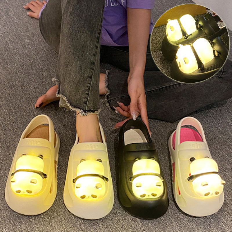Fluffy Summer Slippers with Panda Light