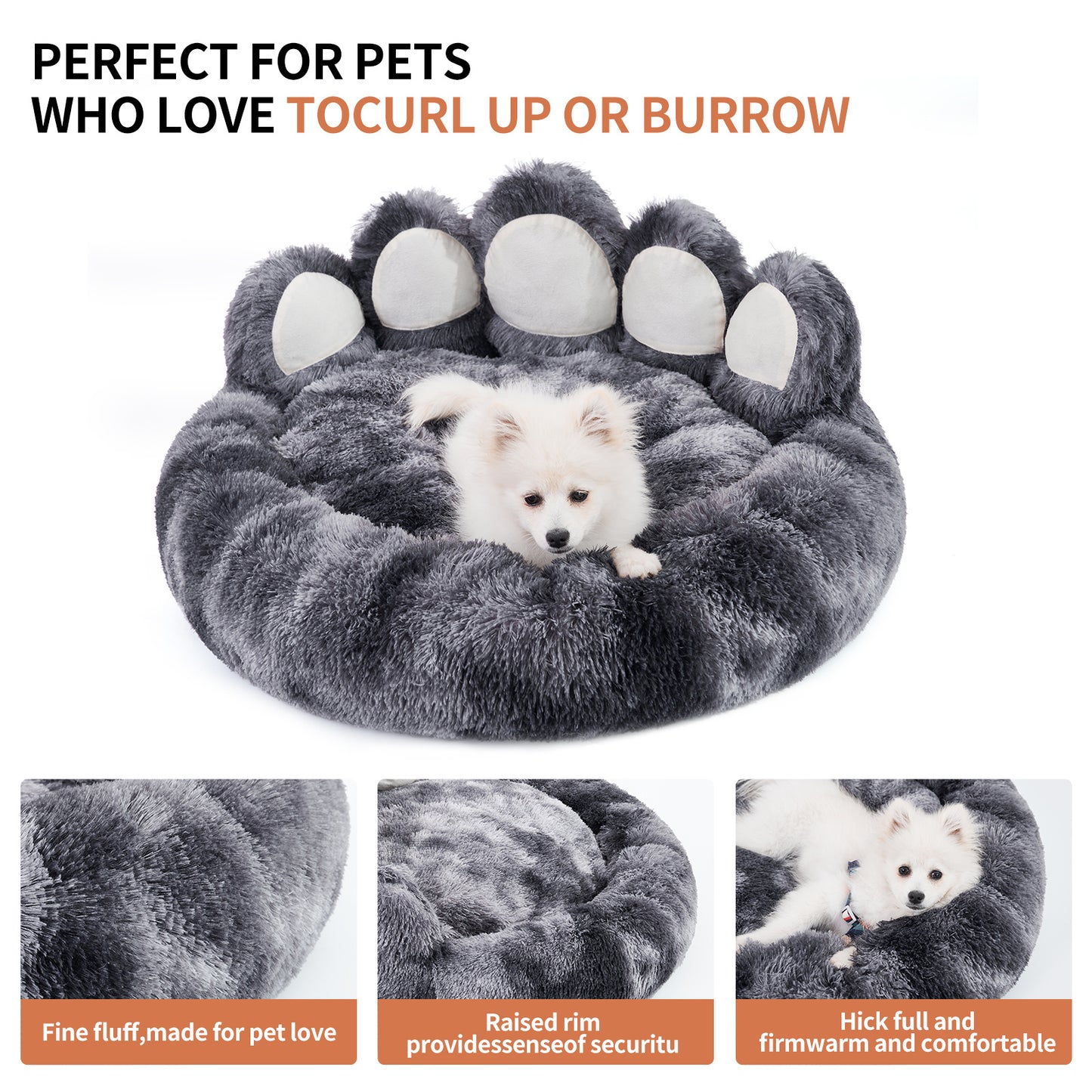 Cute Dog & Cat Paw-Shaped Plush Bed