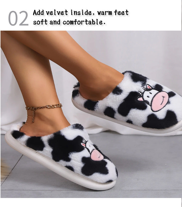 Cartoon Cow Cotton Slippers Indoor Non-slip Warm