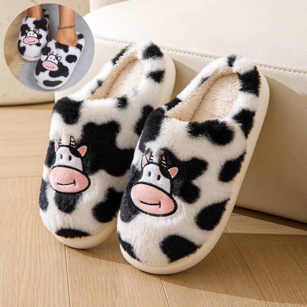 Cartoon Cow Cotton Slippers Indoor Non-slip Warm