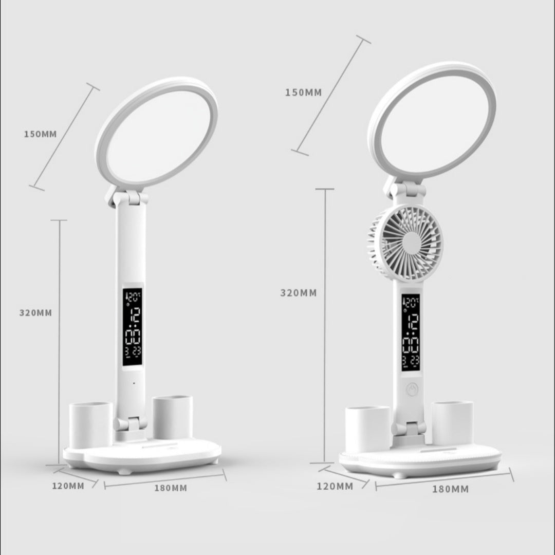 Rechargeable LED Lamp with Fan & Clock