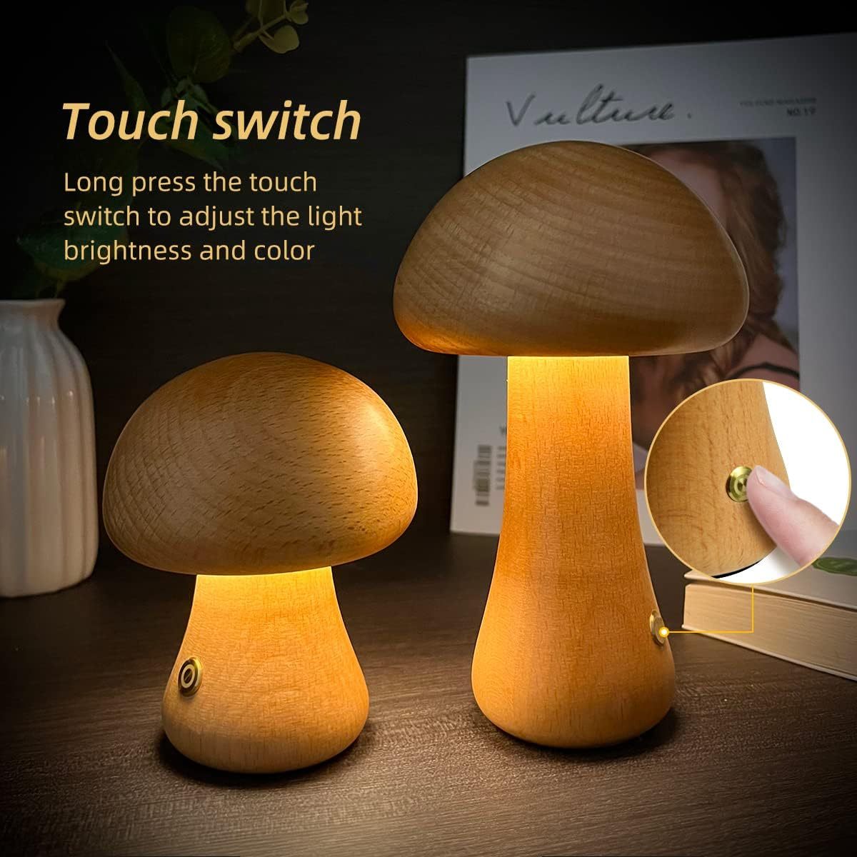 Mushroom Touch-Control Night Light