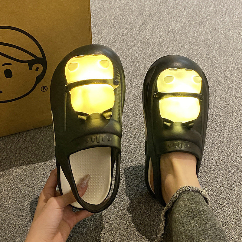 Fluffy Summer Slippers with Panda Light