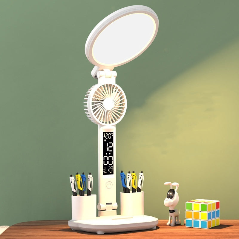 Rechargeable LED Lamp with Fan & Clock