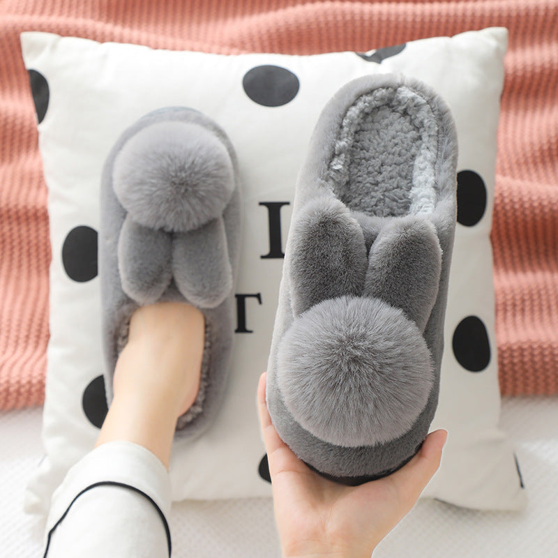 Cotton Slippers Women's Thick Bottom Non-slip Three-dimensional Plush