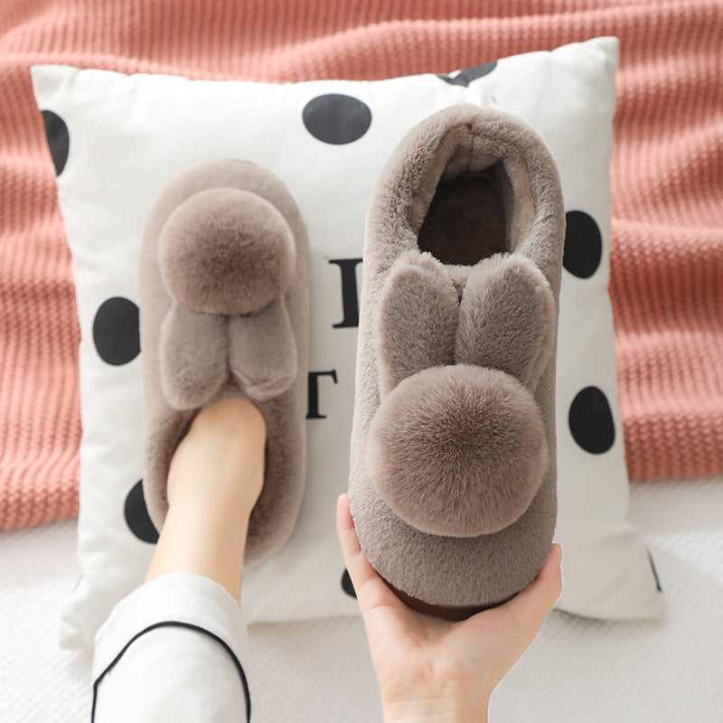 Cotton Slippers Women's Thick Bottom Non-slip Three-dimensional Plush