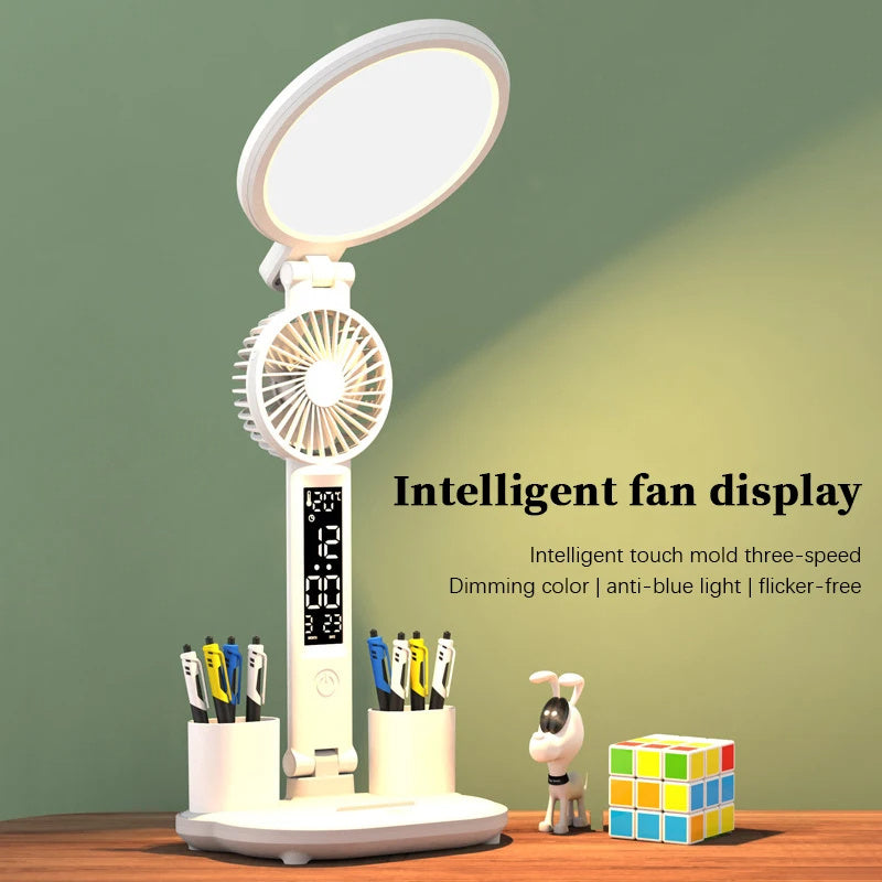 Rechargeable LED Lamp with Fan & Clock