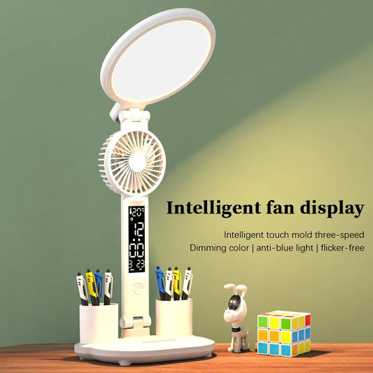 Rechargeable LED Lamp with Fan & Clock