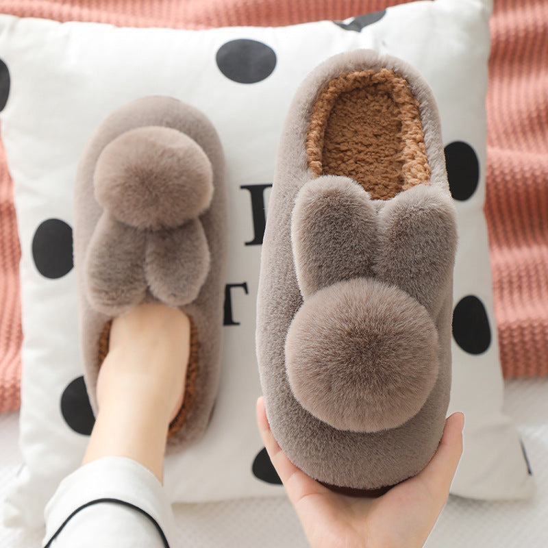 Cotton Slippers Women's Thick Bottom Non-slip Three-dimensional Plush